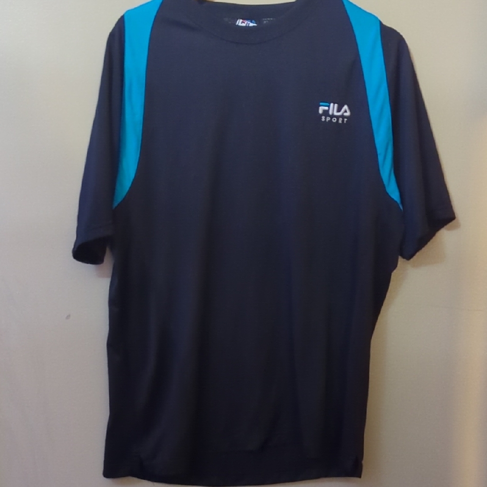 Fila Sport Black Tee with Blue Highlights